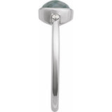 Sterling Silver Natural Moss Agate & .03 CTW Natural Diamond Ring