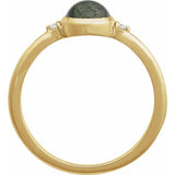 14K Yellow Gold Natural Moss Agate & .03 CTW Natural Diamond Ring