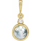 14K Yellow Gold 6 mm Natural Moss Agate & .03 CTW Natural Diamond Pendant