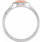14K White Gold Natural Pink Coral & .03 CTW Natural Diamond Ring