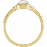 14K Yellow Gold Natural Rainbow Moonstone & .03 CTW Natural Diamond Ring
