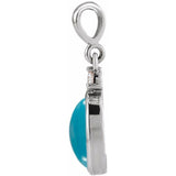 Platinum 9x7 mm Natural Turquoise & .03 CT Natural Diamond Cabochon Pendant