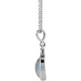 Sterling Silver 10x8 mm Natural Rainbow Moonstone & .03 CT Natural Diamond 16-18" Necklace