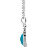 Platinum 5x3 mm Natural Turquoise & .03 CT Natural Diamond 16-18" Necklace