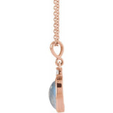 14K Rose Gold 9x7 mm Natural Rainbow Moonstone & .03 CT Natural Diamond 16-18" Necklace