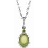 14K White Gold 8x6 mm Natural Peridot 16-18" Necklace