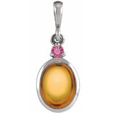 Sterling Silver 5x3 mm Natural Citrine & Natural Pink Tourmaline Pendant