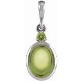 Sterling Silver 8x6 mm Natural Peridot Pendant