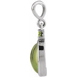 14K White Gold 8x6 mm Natural Peridot Pendant