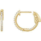 14K Yellow Gold 1/3 CTW Lab-Grown Diamond Inside-Outside 15.5 mm Hinged Hoop Earrings