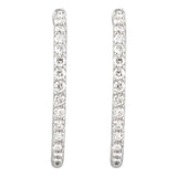 14K White Gold 2 CTW Lab Grown Diamond Inside Outside 29.5 mm Hinged Hoop Earrings