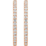 14K Rose Gold 3 CTW Lab-Grown Diamond Inside-Outside 34.5 mm Hinged Hoop Earrings