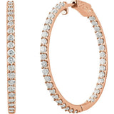 14K Rose Gold 6 1/2 CTW Lab-Grown Diamond Inside-Outside 51 mm Hinged Hoop Earrings