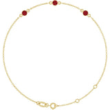 14K Yellow Gold Natural Ruby Bezel-Set 3-Stone 6 1/2-7 1/2