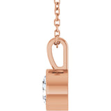 14K Rose Gold 5/8 CT Lab-Grown Diamond Bezel-Set Solitaire 16-18" Necklace