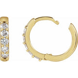 14K Yellow Gold 1/4 CTW Natural Diamond Hinged 12.5 mm Hoop Earrings