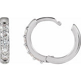 Platinum 1/4 CTW Natural Diamond Hinged 12.5 mm Hoop Earrings