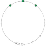 Sterling Silver Lab-Grown Emerald Bezel-Set 3-Stone6 1/2-7 1/2" Bracelet