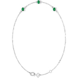 Sterling Silver Lab-Grown Emerald Bezel-Set 3-Stone6 1/2-7 1/2" Bracelet
