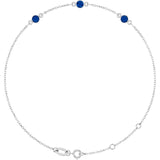 Sterling Silver Lab-Grown Blue Sapphire Bezel-Set 3-Stone 6 1/2-7 1/2