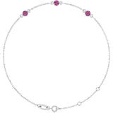 Sterling Silver Natural Pink Tourmaline Bezel-Set 3-Stone 6 1/2-7 1/2