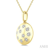 1/10 Ctw Bold Star Engraved Puffed Round Cut Diamond Pendant With Chain in Yellow Gold Vermeil