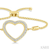 1/10 Ctw Heart Charm Round Cut Diamond Lariat Bracelet in Yellow Gold Vermeil
