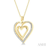 1/50 Ctw Twin Heart Round Cut Diamond Pendant With Chain in Yellow Gold Vermeil