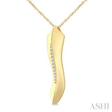 1/10 Ctw Wave Round Cut Diamond Fashion Pendant in 14K Yellow Gold