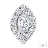 1/4 Ctw Marquise and Round Cut Diamond Fashion Halo Stud Earrings in 14K White Gold