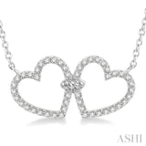 1/4 Ctw Coupled Twin Heart Round Cut Diamond Necklace in 14K White Gold