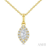 1/4 Ctw Marquise and Round Cut Diamond Fashion Halo Pendant With Chain in 14K Yellow Gold