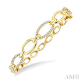 1/2 Ctw Round Cut Diamond Open Window Oval Link Bangle in 14K Yellow Gold