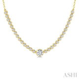 1/2 Ctw Luna Bezel Halfway Bezel Set Round and Round Cut Diamond Necklace in 14K Yellow Gold