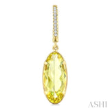 12X5 MM Evoque Gemstones Oval Shape Lemon Quartz and 1/10 Ctw Round Cut Diamond Semi-Precious Earrings in 10K Yellow Gold