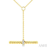 1/20 Ctw Round Cut Diamond  T-Bar Fashion Rope Necklace in 10K Yellow Gold