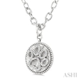 1/10 Ctw Dog Paw Round Cut Diamond Pirouette Round Fluted Medallion Fashion Pendant With Chain in Sterling Silver