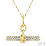 1/3 Ctw Round Cut Diamond T-Bar Fashion Pendant With Chain in 14K Yellow Gold