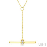 1/10 Ctw Round Cut Diamond T-Bar Fashion Necklace in 10K Yellow Gold