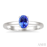 7X5MM Oval Cut Tanzanite Precious Solitaire Ring in 14K White Gold