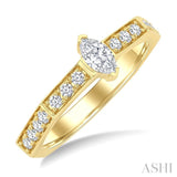 3/8 Ctw Hexagon Shank Marquise and Round Cut Diamond Fashion Ring in 14K Yellow Gold