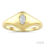 1/5 Ctw Marquise Cut Golden Glow Diamond Fashion Signet Ring in 10K Yellow Gold