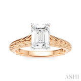 1/20 Ctw Emerald Shape Round Cut Diamond Akari Wheat Shank Semi-Mount Engagement Ring in 14K Rose and White Gold