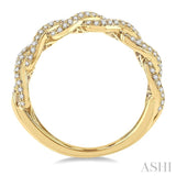 1/2 Ctw Free Form Round Cut Diamond Cuban Ladies Ring in 14K Yellow Gold