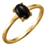 14K Yellow Gold 8x6 mm Oval Natural Black Onyx Cabochon Ring