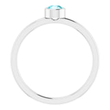 14K White Gold 4 mm Natural Blue Zircon Ring