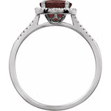 Sterling Silver Natural Mozambique Garnet & .01 CTW Natural Diamond Ring