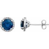 Sterling Silver Lab-Grown Blue Sapphire & .01 CTW Natural Diamond Earrings
