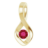 14K Yellow Gold 4 mm Round Lab-Grown Ruby Pendant