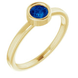 14K Yellow Gold 4.5 mm Lab-Grown Blue Sapphire Ring